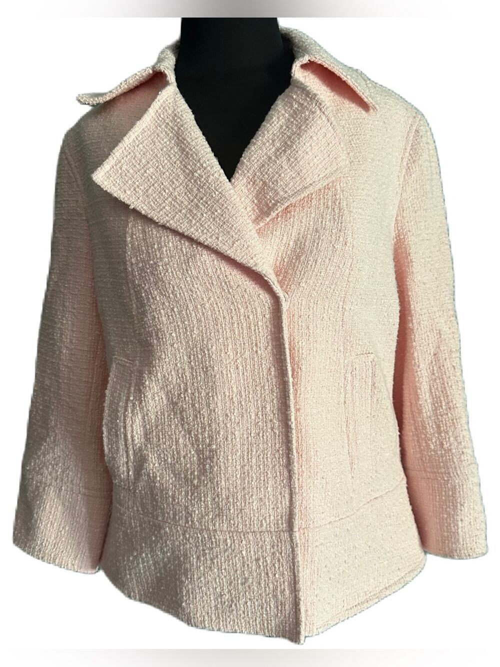 Anne Klein pink tweed snap Jacket Blazer 12